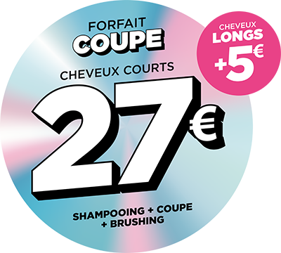 Shampoing, coupe, brushing : 24€ Courts | 29€ Longs